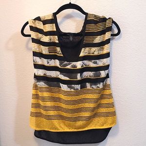 Kenneth Cole Yellow and Black Blouse
